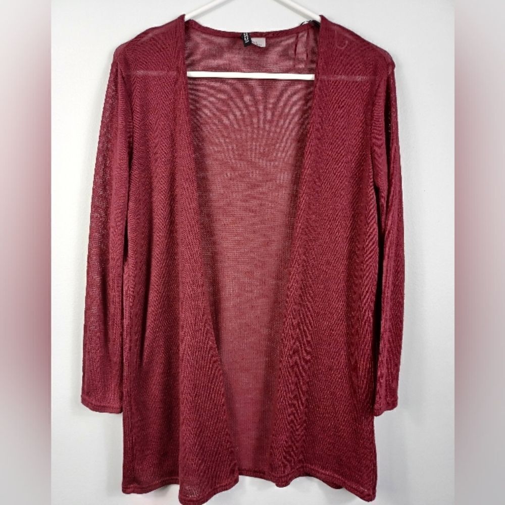 ‼️final must bundle‼️ Burgundy Lightweight Knit Cardigan Open Front - Picture 2 of 7